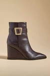 Sam Edelman Women's Weslie 2 Pointed Toe Buckled Wedge Boots In Brown