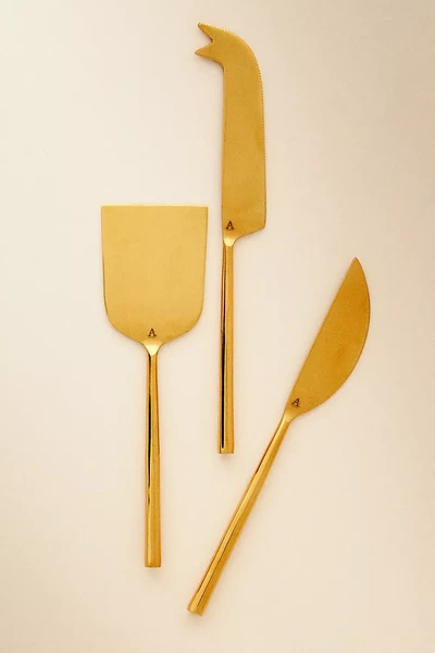 Anthropologie The Samson Stainless Steel Cheese Knives, Set Of 3 In Gold