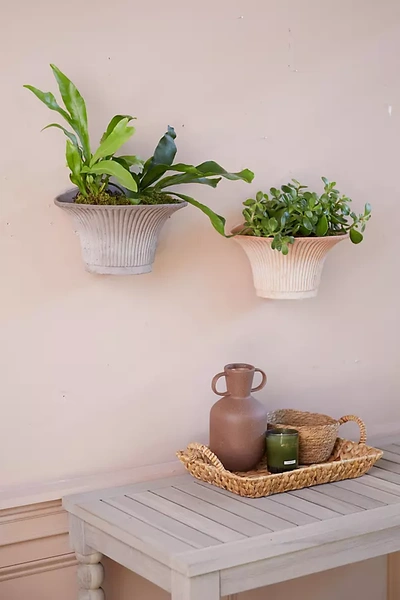 Terrain Bergs Fluted Hanging Wall Pot In Neutral