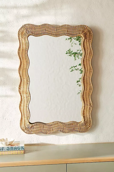 Anthropologie Scalloped Linden Mirror In Gold