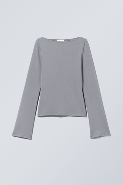 Weekday Oversized Long Sleeve Top In Gray