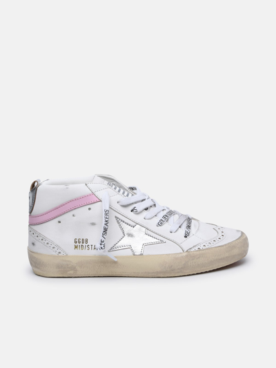 Golden Goose 'mid Star' White Leather Sneakers