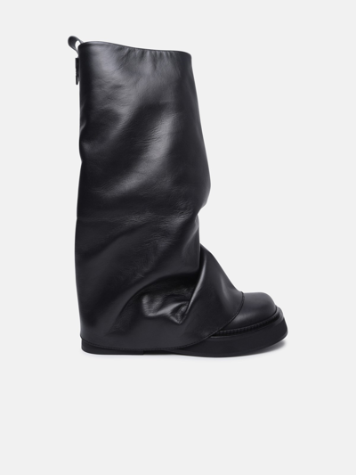 Attico 'robin' Black Leather Combat Boots