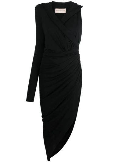 Alexandre Vauthier One-shoulder Asymmetric Midi Dress In Black