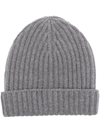 Malo English Folded Cuff Ribbed Pleated Brim In Grey