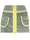 Cormio Knit Mini Skirt With Front Zipper In Grey
