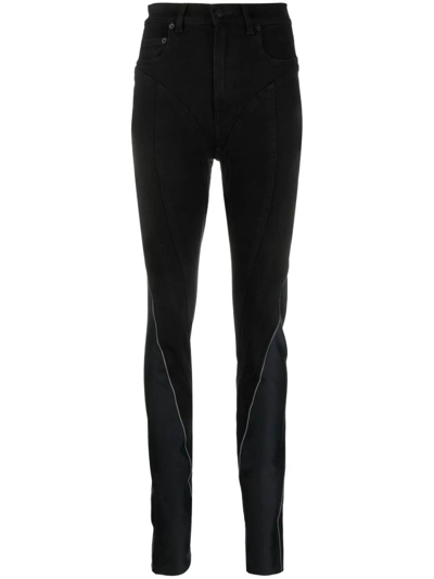 Mugler Spiral Skinny Jeans With Inserts In Black