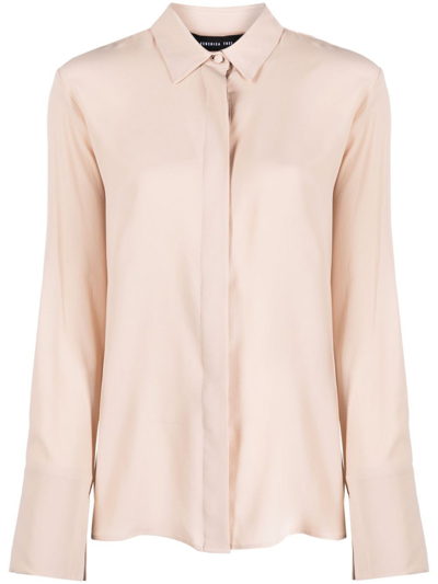 Federica Tosi Long-sleeve Silk-blend Shirt In Nude & Neutrals