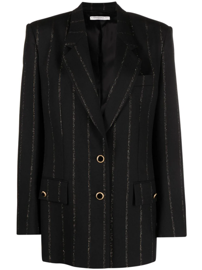 Alessandra Rich Striped Single-breasted Blazer In Black