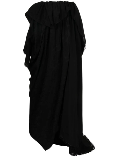 Uma Wang 不对称分层式长款半身裙 In Black