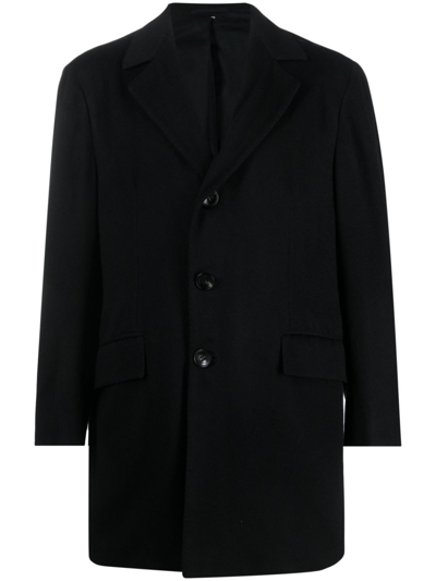 Kiton Single-breasted Cashmere Coat In Black