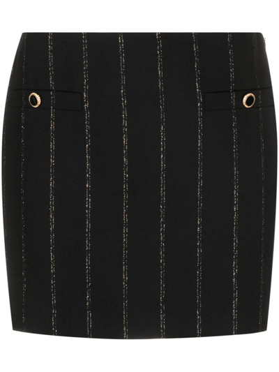 Alessandra Rich Pinstripe-pattern Low-rise Miniskirt In Black