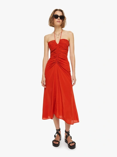 Maria Cher Women's Cachi Toribia Ruched Silk Midi-dress In Coral