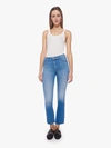 Mother Petites The Lil Insider Crop Step Fray Out Of The Jeans In Blue