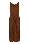 Anemos The D.k. Midi Wrap Dress In Matte Crepe In Tawny