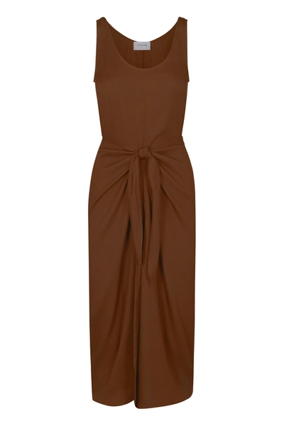 Anemos The D.k. Midi Wrap Dress In Matte Crepe In Tawny