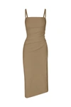 ANEMOS NADEGE DRAPED MIDI DRESS IN TEXTURED STRETCH