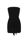 Anemos The Strapless D.k. Mini Wrap  Dress In Textured Stretch In Black