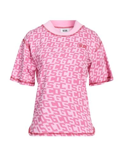 Gcds Woman T-shirt Pink Size L Cotton