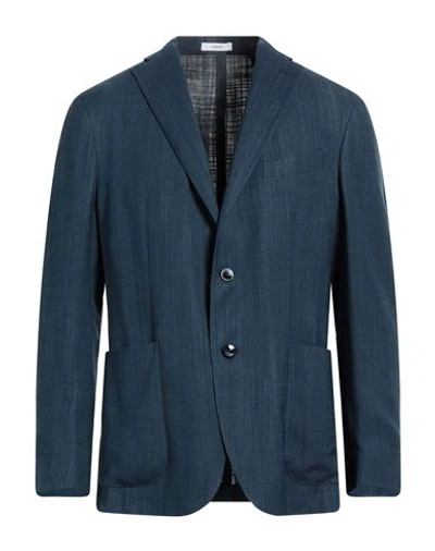 Boglioli Man Suit Jacket Blue Size 42 Silk