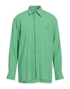 Msgm Man Shirt Light Green Size 17 Viscose, Polyester