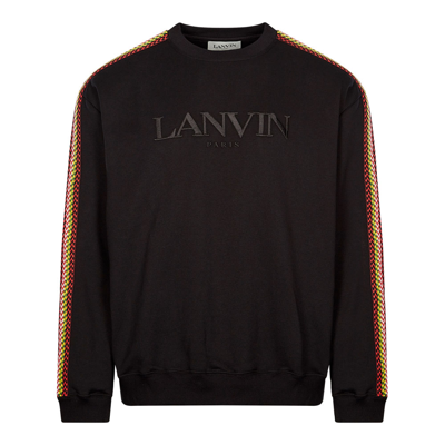Lanvin Curb Lace Embellished Crewneck Sweatshirt In Black