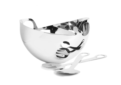 Classic Touch Decor Stainless Steel Salad Bowl With Server Set