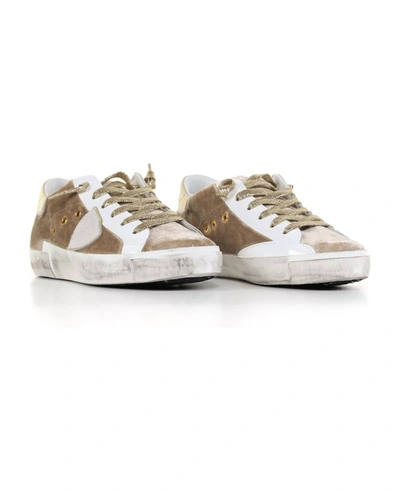 Philippe Model Prsx Low Sneaker In Suede In White