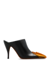 Off-white Leather Lunar Mules With Statement Detail Heel 11 Cm In New