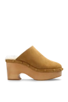 CHLOÉ CHLOÉ BROWN SUEDE PLATFORM CLOGS