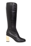Chloé Leather Knee-high Boots With Metallic Effect Heel 8 Cm In New