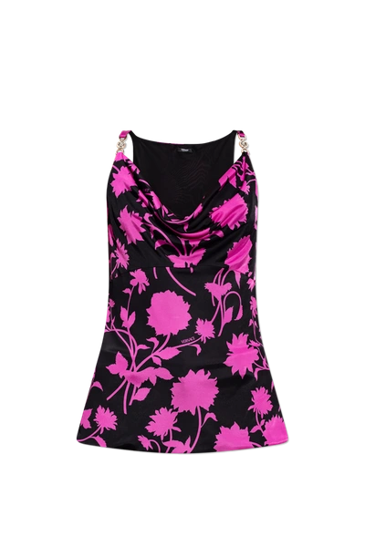 Versace Top In Black,fuchsia