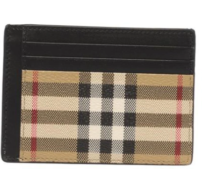 Burberry Check Money Clip Sard Holders In Beige