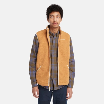 Timberland Men's Reversible High Pile Fleece Vest In Orange