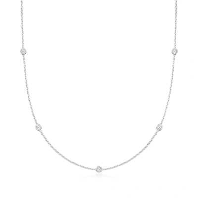Ross-simons Lab-grown Diamond Station Necklace In Sterling Silver