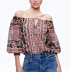 ALICE AND OLIVIA ALTA OFF THE SHOULDER TOP IN CANOPY TILE BLACK