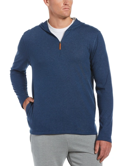 Cubavera Mens 1/4 Zip Pullover Hooded Sweatshirt In Blue