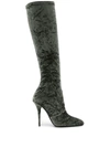 Saint Laurent Bonnie Velvet Boots In Green