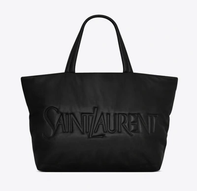 SAINT LAURENT SAINT LAURENT LOGO-DEBOSSED LEATHER TOTE HAND BAG