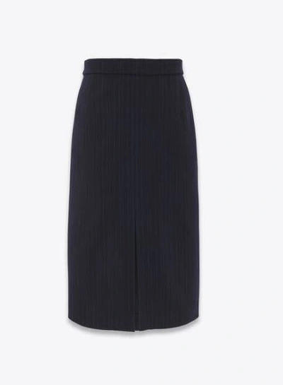 Saint Laurent Midi Wool Skirt In Noir Argent