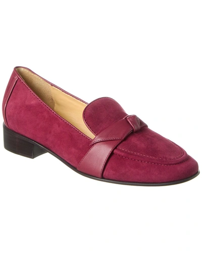 Alexandre Birman Clarita Suede Knotted Bow Loafers In Red