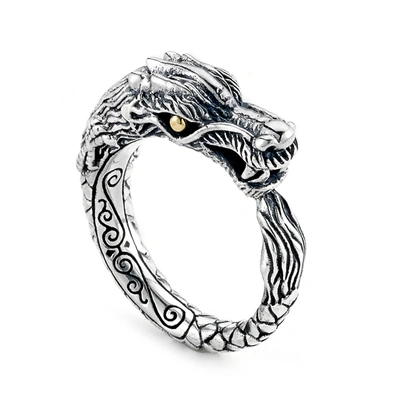 Samuel B Jewelry Sterling Silver And 18k Yellow Gold Dragon Ring
