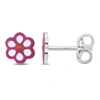 Mimi & Max Pink Enamel Flower Stud Earrings In Sterling Silver In Red