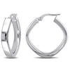 Mimi & Max Geometric Hoop Earrings In 10k Polished White Gold In White