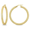 Mimi & Max 36mm Textured Hoop Earrings In 14k Yellow Gold In Yellow
