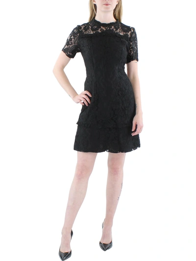 Nanette Lepore Womens Lace Knee Midi Dress In Black