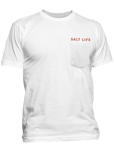 Salt Life Sailing Flag Mens Cotton Crewneck Graphic T-shirt In White