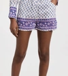 BELL PIPED SHORTS IN BLUE PURPLE MOTIF