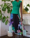 EVA FRANCO FLORAL MIDI SKIRT IN ORCHID BLOOM