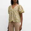 The Great The Bungalow Floral V-neck Top In Yellow